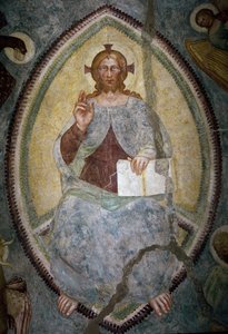Forløser mellom de fire evangelistene (fresco av Master of Mocchirolo