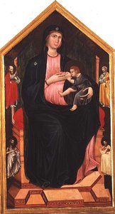 Madonna og barn med hellige (tempera på panel) av Master of San Gaggio