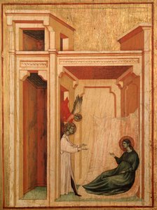 St Cecilia og historien om hennes liv Detalj: Engelen bringer blomster til Valerianus - altertavle, ca. 1290-1320