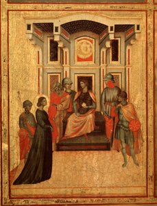 St. Cecilia og historien om hennes liv Detalj: St. Cecilia krangler med prefekten - altertavle, ca. 1290-1320