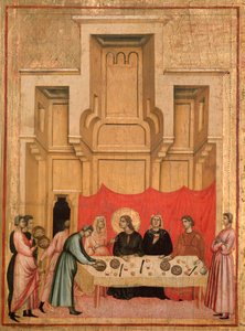 St Cecilia og historien om hennes liv Detalj: bryllupsbanketten til Cecilia og Valerianus - altertavle, ca. 1290-1320