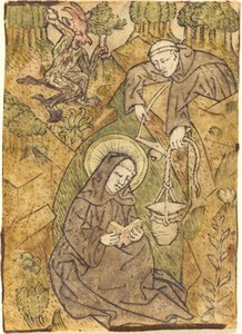 Den hellige Benedikt og munken Romanus av Master of St. Wolfgang