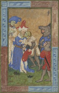 Attentatscene Ms B.11.7, ca. 1420 (tempera, sølv og gullmaling på pergament) av Master of Trinity College