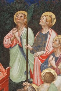 "Jomfruens himmelfart" og "Jomfru Maria slipper beltet eller det hellige belte til St. Thomas", Detalj av apostlene, ca. 1420 (fresco)