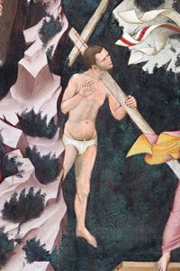 "Resurrection" og "Descent into Limbo", Detalj av "Descent into Limbo": the Good Thief, ca. 1420 (fresco) av Master of Vignola