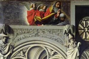 Gud Faderen i himmelen sender ut sin Sønn til Jomfru Maria, ca. 1445 (detaljer fra 26541)