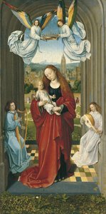 Jomfruen og barnet mellom engler av Master of the André Madonna