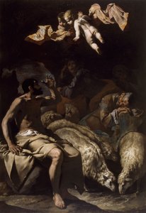 Engelen som viser seg for hyrdene, 1600-50. av Master of the Annunciation to the Shepherds