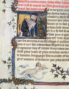 Ms 777 Monk kopierer et manuskript, fra The History of Rome av Livy (59 f.Kr.-17 e.Kr.) ca. 1370