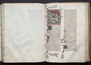 The Gotha Missal: Fol. 103r, St. Andrew blir bundet til korset, ca. 1375.