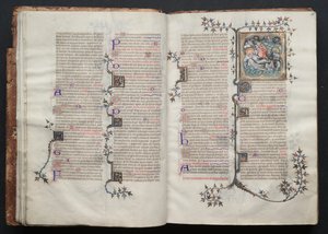 The Gotha Missal: Fol. 15v, tekst , ca. 1375. av Master of the Boqueteaux