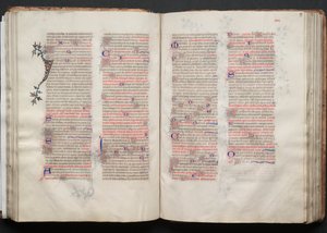 The Gotha Missal: Fol. 57r, tekst, ca. 1375. av Master of the Boqueteaux