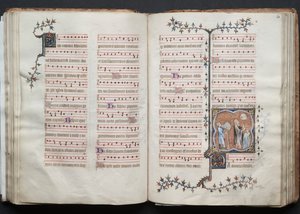 The Gotha Missal: Fol. 60v, tekst, ca. 1375. av Master of the Boqueteaux
