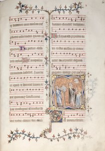 The Gotha Missal: Fol. 61r, En prest som synger embetet, ca. 1375. av Master of the Boqueteaux