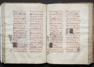 The Gotha Missal: Fol. 61v, tekst, ca. 1375. av Master of the Boqueteaux