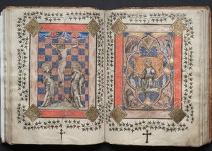 The Gotha Missal: Fol. 63v, Korsfestelse, ca. 1375.
