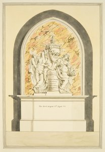 Tomb of Mrs. Elizabeth Draper, død 1835, i Bristol Cathedral (akvarell på papir) av Master of the Bristol Church Monuments