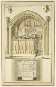 Tomb of Robert Fitzharding, død 1170, i Bristol Cathedral, ca. 1799 (akvarell på papir) av Master of the Bristol Church Monuments