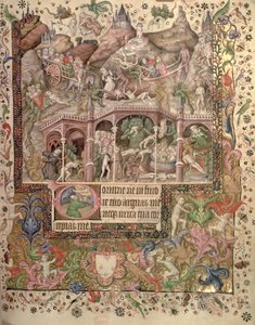 Legg til 29433 fol.89 Vision of Hell, from a Book of Hours, c.1407 (vellum)