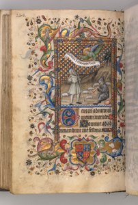 Timer for Karl den edle, konge av Navarra 1361-1425: Bebudelse til hyrdene...verso, c1