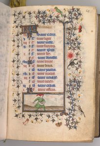 Timer for Karl den adelige, konge av Navarra 1361-1425: fol. 10r, oktober, ca. 1405. av Master of the Brussels Initials and Associates