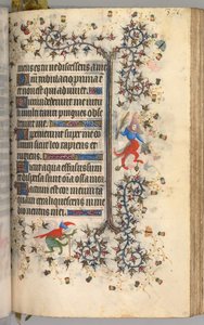 Timer for Karl den adelige, konge av Navarra 1361-1425: fol. 181r, tekst, ca. 1405. av Master of the Brussels Initials and Associates