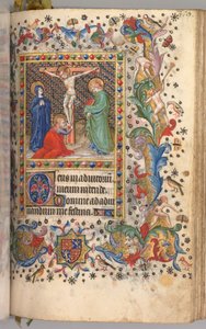 Timer for Karl den adelige, konge av Navarra 1361-1425: fol. 185r, Korsfestelse, ca. 1405. av Master of the Brussels Initials and Associates