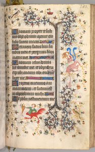 Timer for Karl den adelige, konge av Navarra 1361-1425: fol. 187r, tekst, ca. 1405. av Master of the Brussels Initials and Associates