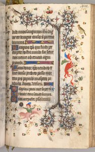 Timer for Karl den adelige, konge av Navarra 1361-1425: fol. 195r, tekst, ca. 1405. av Master of the Brussels Initials and Associates