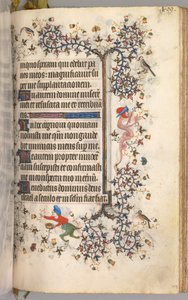 Timer for Karl den adelige, konge av Navarra 1361-1425: fol. 199r, tekst, ca. 1405. av Master of the Brussels Initials and Associates