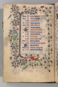 Timer for Karl den adelige, konge av Navarra 1361-1425: fol. 1v, januar, ca. 1405. av Master of the Brussels Initials and Associates