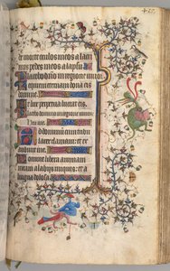 Timer for Karl den adelige, konge av Navarra 1361-1425: fol. 203r, tekst, ca. 1405. av Master of the Brussels Initials and Associates