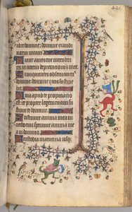 Timer for Karl den adelige, konge av Navarra 1361-1425: fol. 205r, tekst, ca. 1405. av Master of the Brussels Initials and Associates