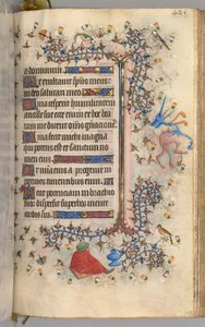 Timer for Karl den adelige, konge av Navarra 1361-1425: fol. 207r, tekst, ca. 1405. av Master of the Brussels Initials and Associates