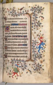 Timer for Karl den adelige, konge av Navarra 1361-1425: fol. 208r, tekst, ca. 1405. av Master of the Brussels Initials and Associates