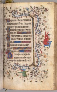 Timer for Karl den adelige, konge av Navarra 1361-1425: fol. 209r, tekst, ca. 1405. av Master of the Brussels Initials and Associates