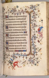 Timer for Karl den adelige, konge av Navarra 1361-1425: fol. 212r, tekst, ca. 1405. av Master of the Brussels Initials and Associates