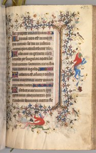 Timer for Karl den adelige, konge av Navarra 1361-1425: fol. 213r, tekst, ca. 1405. av Master of the Brussels Initials and Associates