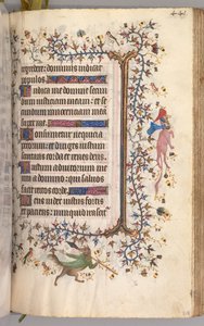 Timer for Karl den adelige, konge av Navarra 1361-1425: fol. 215r, tekst, ca. 1405. av Master of the Brussels Initials and Associates