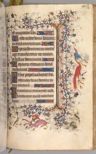 Timer for Karl den adelige, konge av Navarra 1361-1425: fol. 225r, tekst, ca. 1405. av Master of the Brussels Initials and Associates