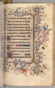 Timer for Karl den adelige, konge av Navarra 1361-1425: fol. 237r, tekst, ca. 1405. av Master of the Brussels Initials and Associates