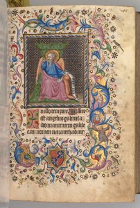 Timer for Karl den adelige, konge av Navarra 1361-1425: fol. 23r, St. Luke, ca. 1405. av Master of the Brussels Initials and Associates