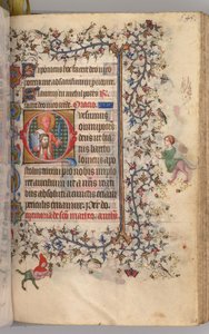 Timer for Karl den adelige, konge av Navarra 1361-1425: fol. 267r, St. Bartolomeus, ca. 1405. av Master of the Brussels Initials and Associates