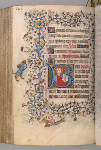 Timer for Karl den adelige, konge av Navarra 1361-1425: fol. 267v, tekst, ca. 1405. av Master of the Brussels Initials and Associates