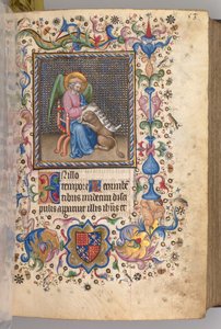 Timer for Karl den adelige, konge av Navarra 1361-1425: fol. 27r, St. Mark, ca. 1405. av Master of the Brussels Initials and Associates