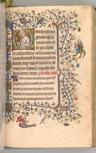 Timer for Karl den adelige, konge av Navarra 1361-1425, fol. 283r, St. Lasarus, ca. 1405. av Master of the Brussels Initials and Associates