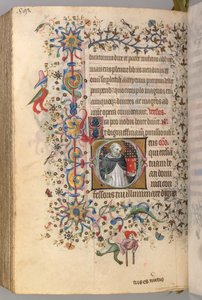 Timer for Karl den adelige, konge av Navarra 1361-1425, fol. 290v, St. Dominic, ca. 1405. av Master of the Brussels Initials and Associates