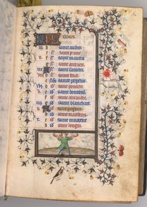 Timer for Karl den adelige, konge av Navarra 1361-1425: fol. 3r, mars, ca. 1405. av Master of the Brussels Initials and Associates