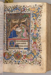 Timer for Karl den adelige, konge av Navarra 1361-1425: fol. 67r, Nativity Prime, ca. 1405. av Master of the Brussels Initials and Associates