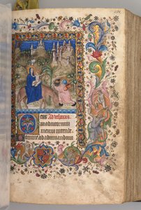 Timer for Karl den adelige, konge av Navarra 1361-1425: fol. 88r, Flight into Egypt Vesper, ca. 1 av Master of the Brussels Initials and Associates